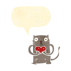 retro cartoon cat with love heart
