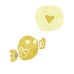 retro cartoon bird with love heart