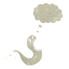 retro cartoon ghost with thought bubble