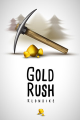 pickaxe and gold Klondike Gold Rush