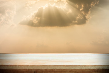 empty wooden table for product display with sunlight nackground