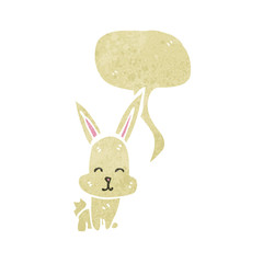 retro cartoon rabbit with speech bubble