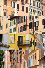Fototapeta na wymiar Façades d'immeubles colorées à Rome