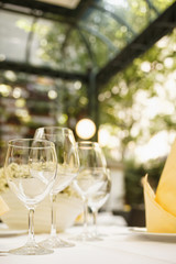 Fine dining restaurant/Fine dining restaurant. Dinner table place setting.