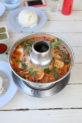 This is Thai food of shrimp soup,Tom Yum Goong.