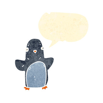 retro cartoon little penguin