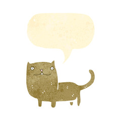 retro cartoon cat with speech bubble