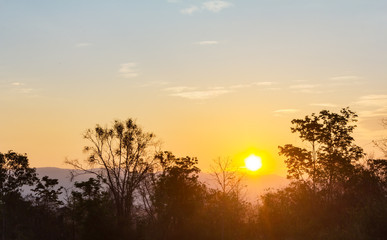 Silhouette Sunset over the Mountains