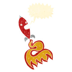 retro cartoon rocket