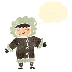 retro cartoon eskimo with thought bubble