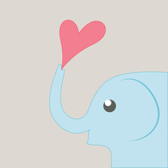 Adorable elephant with red heart.