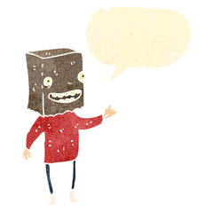 retro cartoon man with paper bag on head