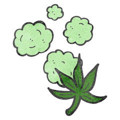 retro cartoon marijuana leaf symbol