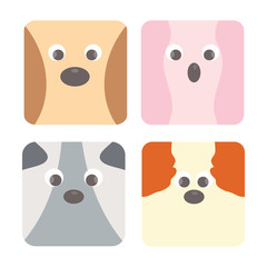 Obraz premium Four dog face cartoon.