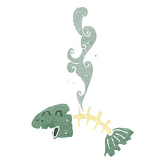 Obraz premium retro cartoon smelly fish bones