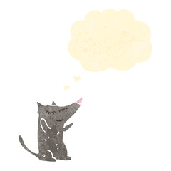 retro cartoon wolf cub with thought bubble