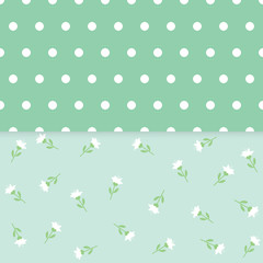 Flower pattern with polka dots seamless background.