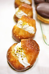 Sweet food/Traditional sweet donuts with cream.