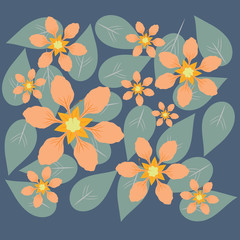 Orange flower with leaves.