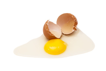 broken egg isolated on a white background 