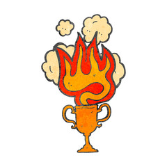 retro cartoon burning trophy