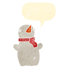 retro cartoon snowman