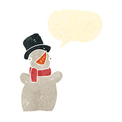 retro cartoon snowman