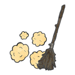 witches broom retro cartoon