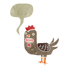 retro cartoon cockerel crowing