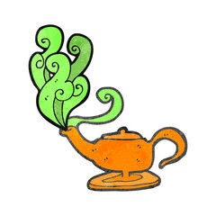 retro cartoon magic lamp