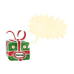 retro cartoon monster christmas present