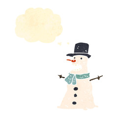 retro cartoon snowman