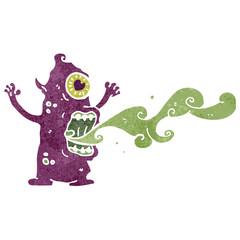 retro cartoon crazy gross monster