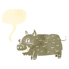 wild pig retro cartoon