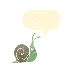 retro cartoon snail with speech bubble