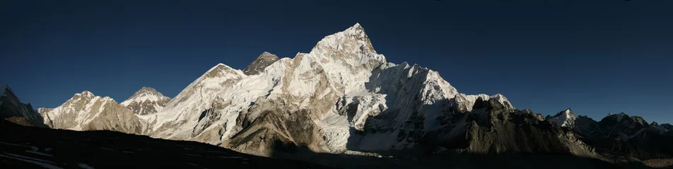 Crédence de cuisine en verre imprimé Everest Le mont Everest et le glacier Khumbu depuis Kala Patthar, Himalaya