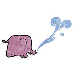 retro cartoon elephant squirting water