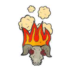 retro cartoon burning ram skull