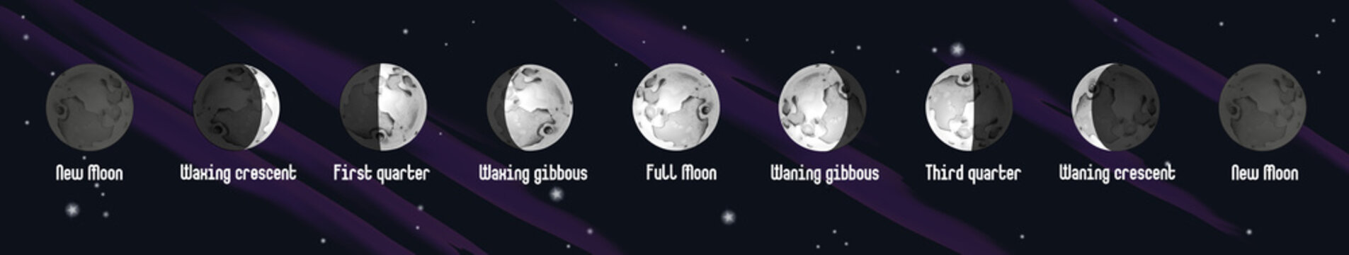 Phases of Moon, vector illustration
