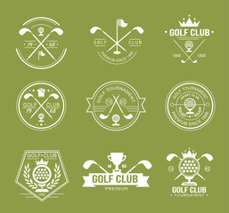 Set of golf club logos, labels and emblems