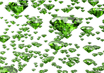 green diamond isolated on white background with clipping path