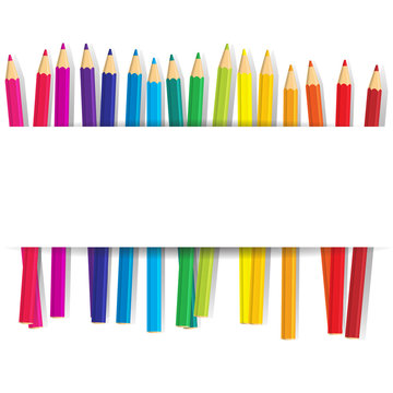 multicolored vector pencils on white background