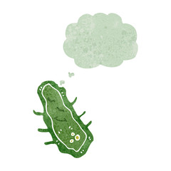 retro cartoon bacteria with thought bubble