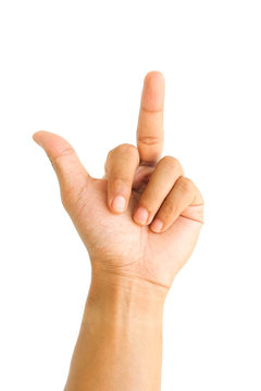 Hand show gestures middle finger isolated on white background