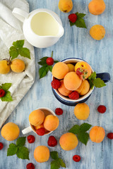 Raspberries and apricots