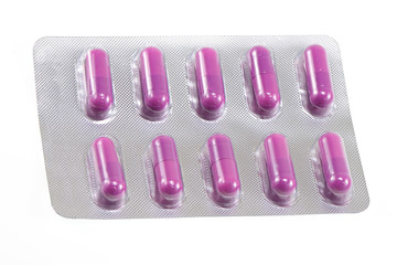 pack of pills on white background