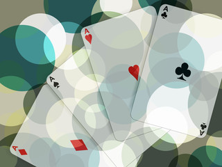 Abstract poker cards with green bubbles