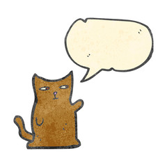 retro cartoon cat with speech bubble