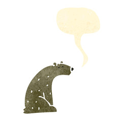 retro cartoon bear with speech bubble
