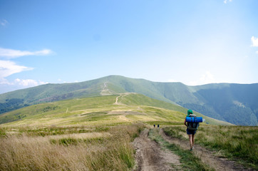 Single hikers in the mountain